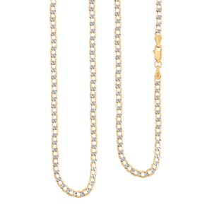 14K Yellow Gold Cuban White Pave Necklace 24 Inches 5.29 Grams