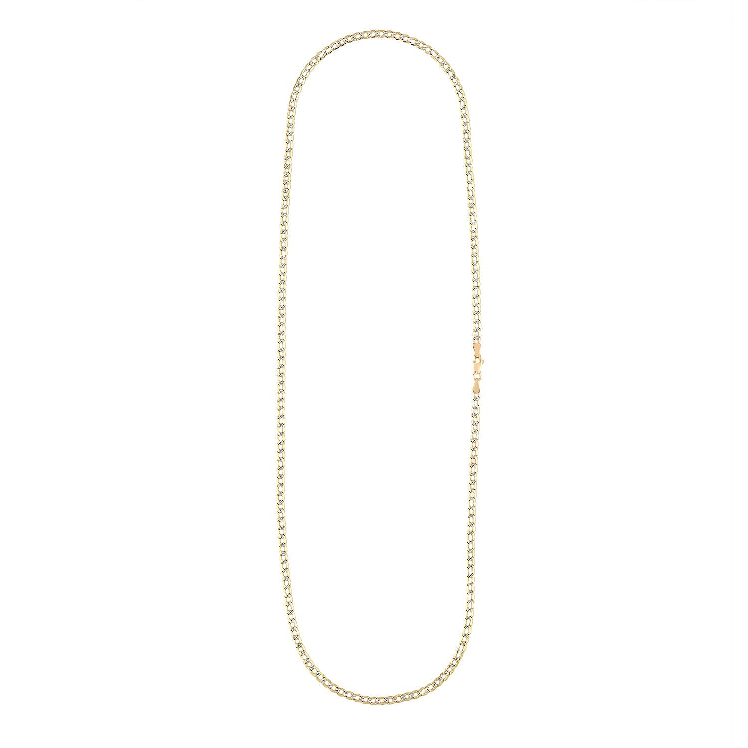 14K Yellow Gold Cuban White Pave Necklace 24 Inches 5.29 Grams