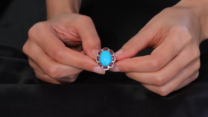 Sleeping Beauty Turquoise, Multi Gemstone Ring in 18K Vermeil YG Over Sterling Silver (Size 10.0) 10.40 ctw
