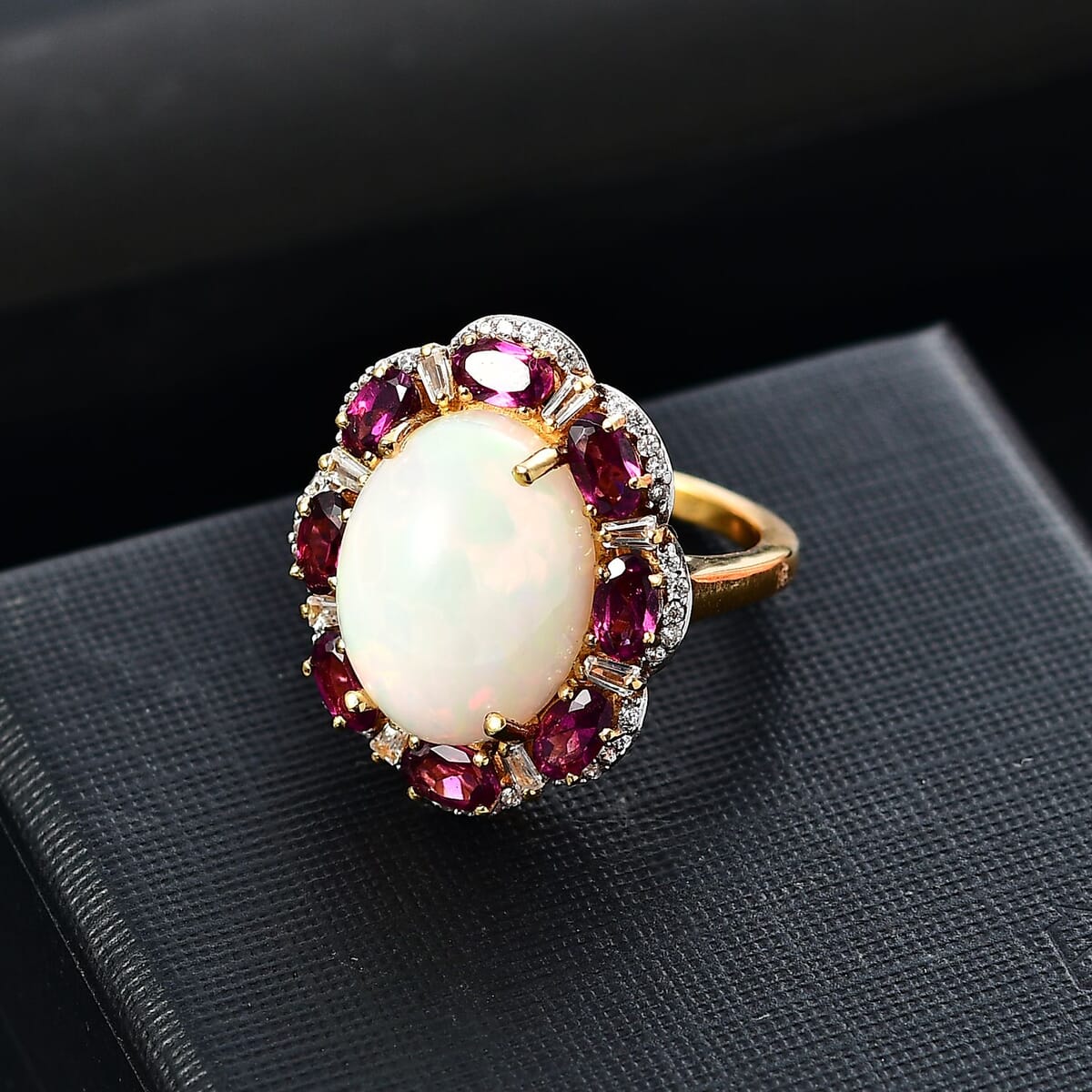 Sleeping Beauty Turquoise, Multi Gemstone Ring in 18K Vermeil YG Over Sterling Silver (Size 10.0) 10.40 ctw image number 1