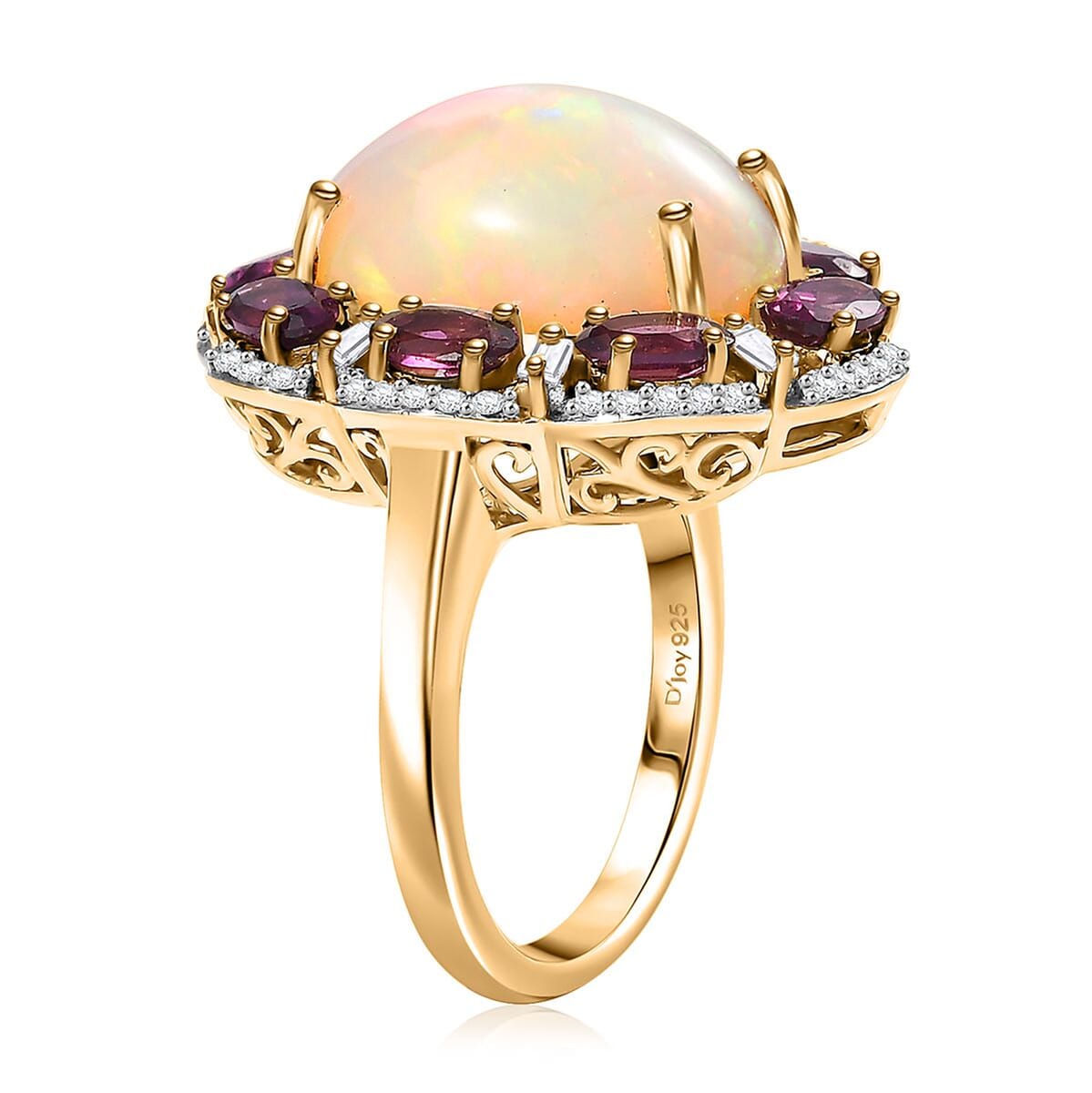 Sleeping Beauty Turquoise, Multi Gemstone Ring in 18K Vermeil YG Over Sterling Silver (Size 10.0) 10.40 ctw image number 3