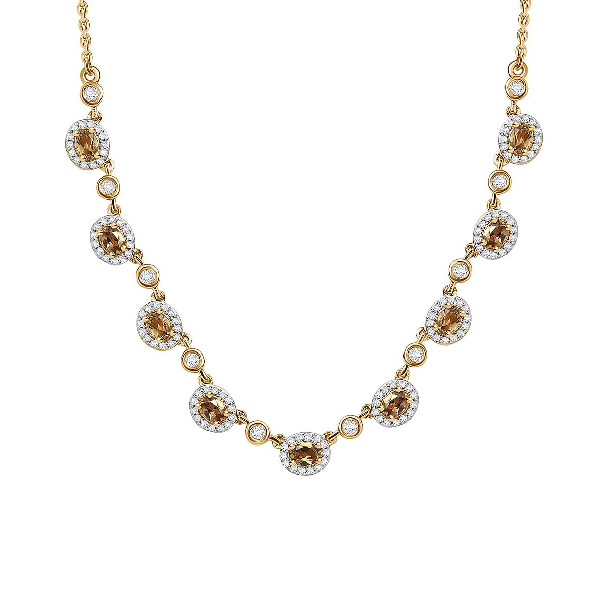 D'Joy Premium Golden Turkizite and White Zircon 3.40 ctw Necklace in 18K Vermeil Yellow Gold Over Sterling Silver 18-20 Inches  image number 0