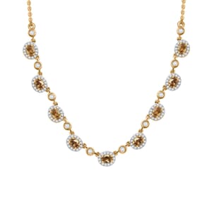 D'Joy Premium Golden Turkizite and White Zircon 3.40 ctw Necklace in 18K Vermeil Yellow Gold Over Sterling Silver 18-20 Inches 