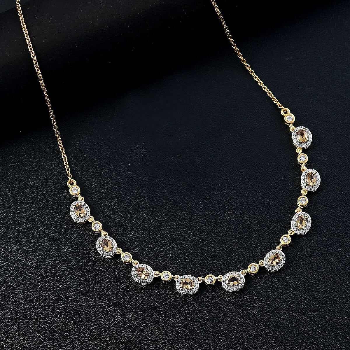 D'Joy Premium Golden Turkizite and White Zircon 3.40 ctw Necklace in 18K Vermeil Yellow Gold Over Sterling Silver 18-20 Inches  image number 1