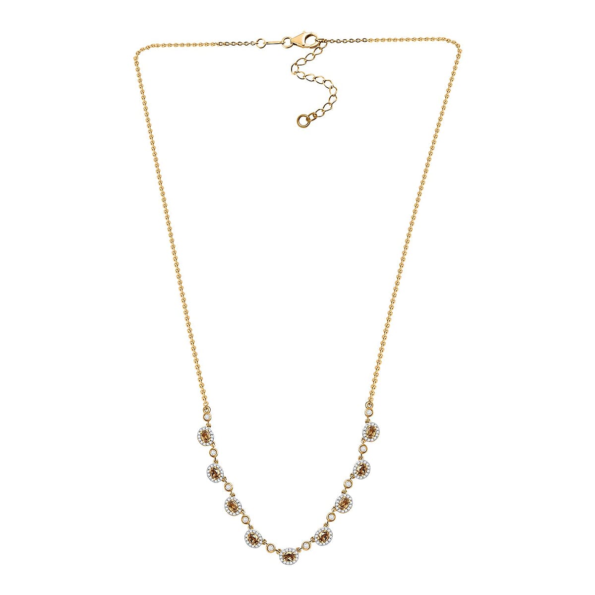 D'Joy Premium Golden Turkizite and White Zircon 3.40 ctw Necklace in 18K Vermeil Yellow Gold Over Sterling Silver 18-20 Inches  image number 4