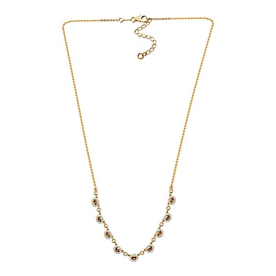 D'Joy Premium Golden Turkizite and White Zircon 3.40 ctw Necklace in 18K Vermeil Yellow Gold Over Sterling Silver 18-20 Inches