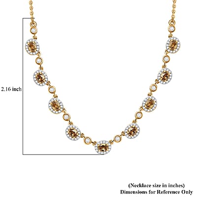 D'Joy Premium Golden Turkizite and White Zircon 3.40 ctw Necklace in 18K Vermeil Yellow Gold Over Sterling Silver 18-20 Inches