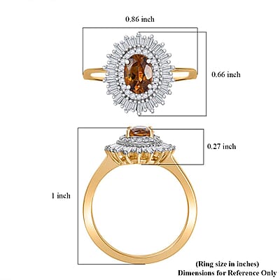 Luxoro Golden Turkizite, White Diamond Sunburst Halo Ring in 10K Yellow Gold 1.30 ctw (Size 12.0)