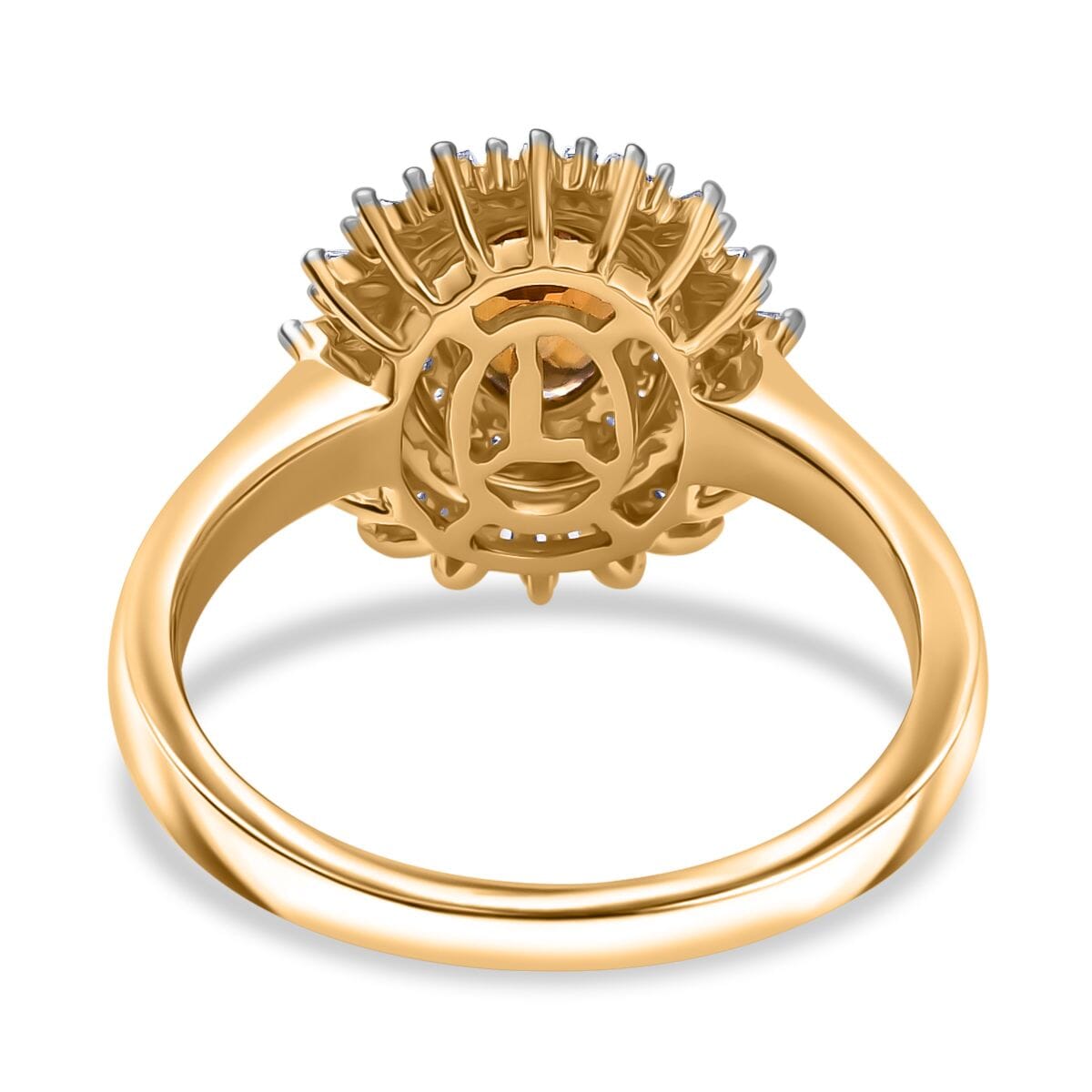 Luxoro Premium Golden Turkizite and White Diamond I2 1.30 ctw Sunburst Halo Ring in 10K Yellow Gold (Size 8.0) (Del. In 8-10 Days) image number 4