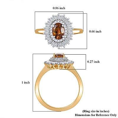 Luxoro Golden Turkizite, White Diamond Sunburst Halo Ring in 10K Yellow Gold 1.30 ctw (Size 8.0)