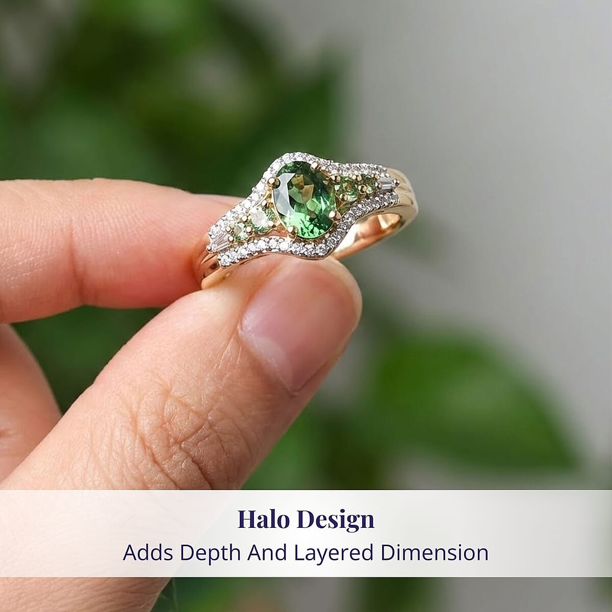 Luxoro 10K Yellow Gold Premium Tsavorite Garnet, Diamond (I2) Ring (Size 11.0) 1.25 ctw image number 4