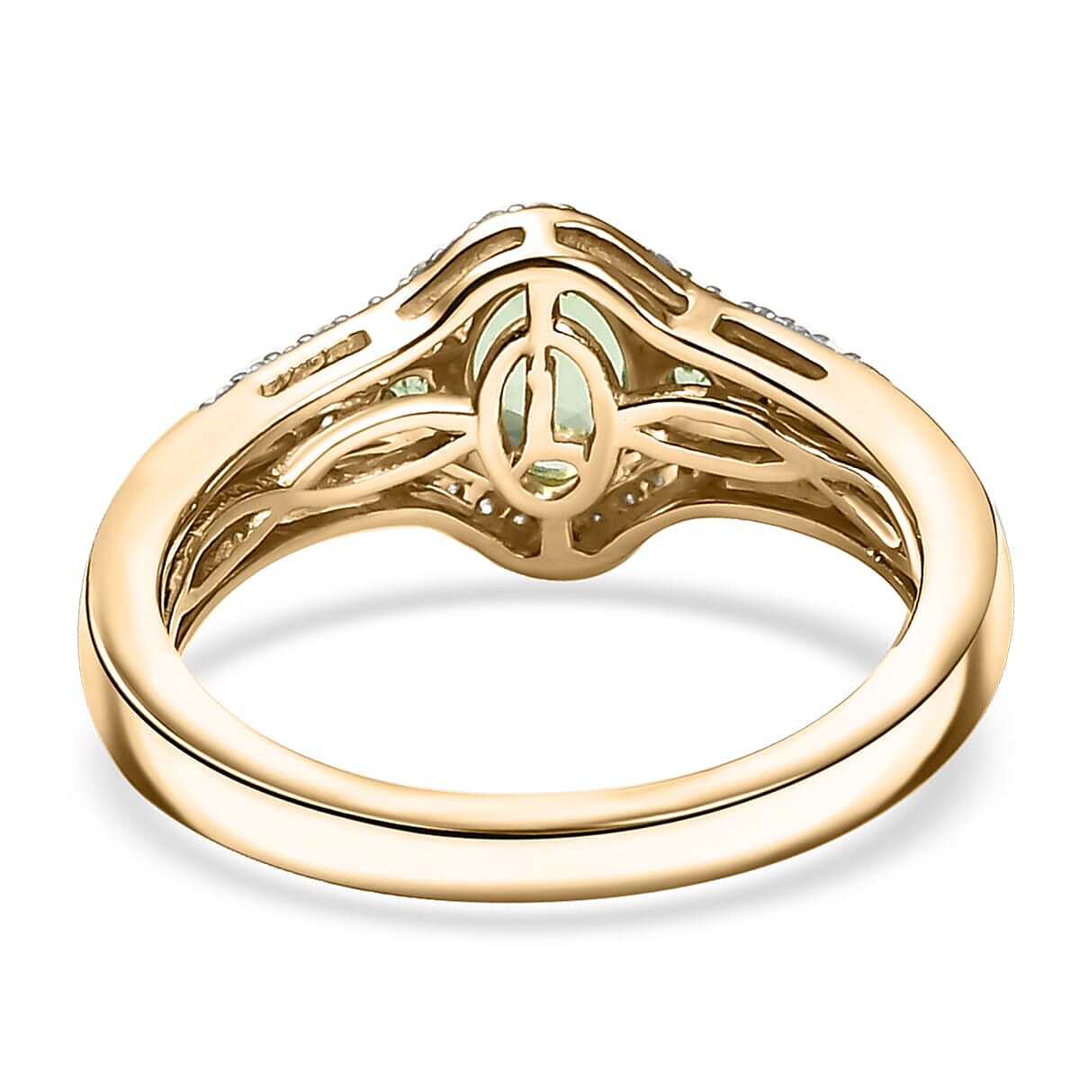 Luxoro 10K Yellow Gold Premium Tsavorite Garnet, Diamond (I2) Ring (Size 5.5) 1.25 ctw image number 4