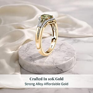 Luxoro Premium Tsavorite Garnet and I2 Diamond 1.25 ctw Ring in 10K Yellow Gold (Size 6.0)
