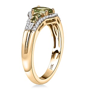 Luxoro Premium Tsavorite Garnet and I2 Diamond 1.25 ctw Ring in 10K Yellow Gold (Size 7.0)