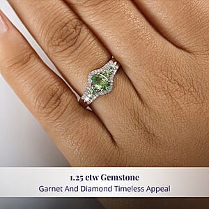 Luxoro Premium Tsavorite Garnet and I2 Diamond 1.25 ctw Ring in 10K Yellow Gold (Size 9.0)