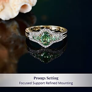 Luxoro Premium Tsavorite Garnet and I2 Diamond 1.25 ctw Ring in 10K Yellow Gold (Size 9.0)