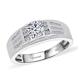 Luxuriant Lab Grown Diamond G-H, SI 1.00 ctw Mens Ring in Rhodium Over Sterling Silver (Size 10.0)