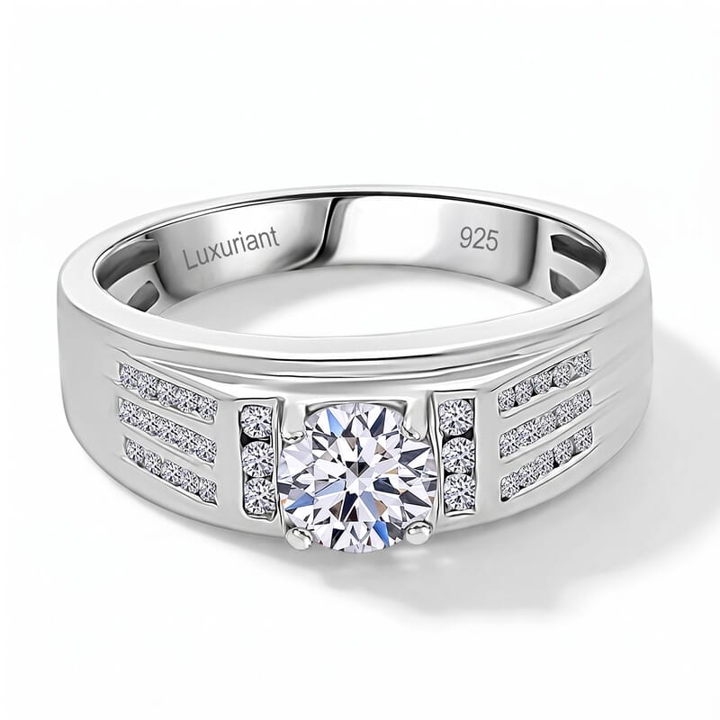 Luxuriant Lab Grown Diamond G-H, SI 1.00 ctw Mens Ring in Rhodium Over Sterling Silver (Size 10.0)