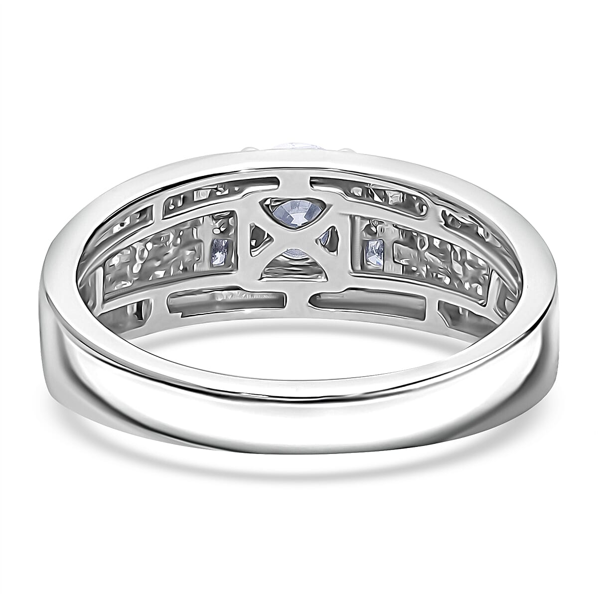 Luxuriant Lab Grown Diamond G-H, SI 1.00 ctw Mens Ring in Rhodium Over Sterling Silver (Size 10.0) (Del. In 10-12 Days)