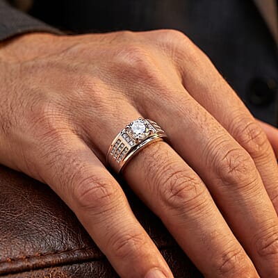 Luxuriant Lab Grown Diamond G-H, SI 1.00 ctw Mens Ring in Rhodium Over Sterling Silver (Size 10.0)