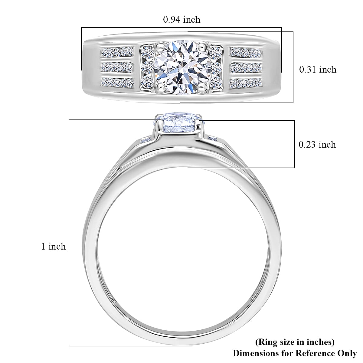 Luxuriant Lab Grown Diamond G-H, SI 1.00 ctw Mens Ring in Rhodium Over Sterling Silver (Size 10.0) (Del. In 10-12 Days)