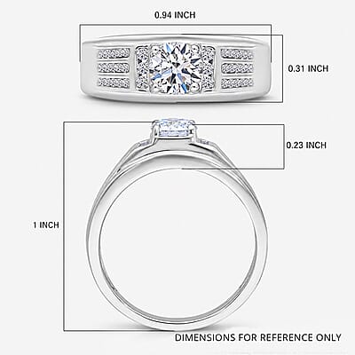Luxuriant Lab Grown Diamond G-H, SI 1.00 ctw Mens Ring in Rhodium Over Sterling Silver (Size 10.0)