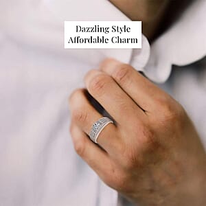 Luxuriant Lab Grown Diamond G-H, SI 1.00 ctw Mens Ring in Rhodium Over Sterling Silver (Size 12.0) (Del. In 10-12 Days)