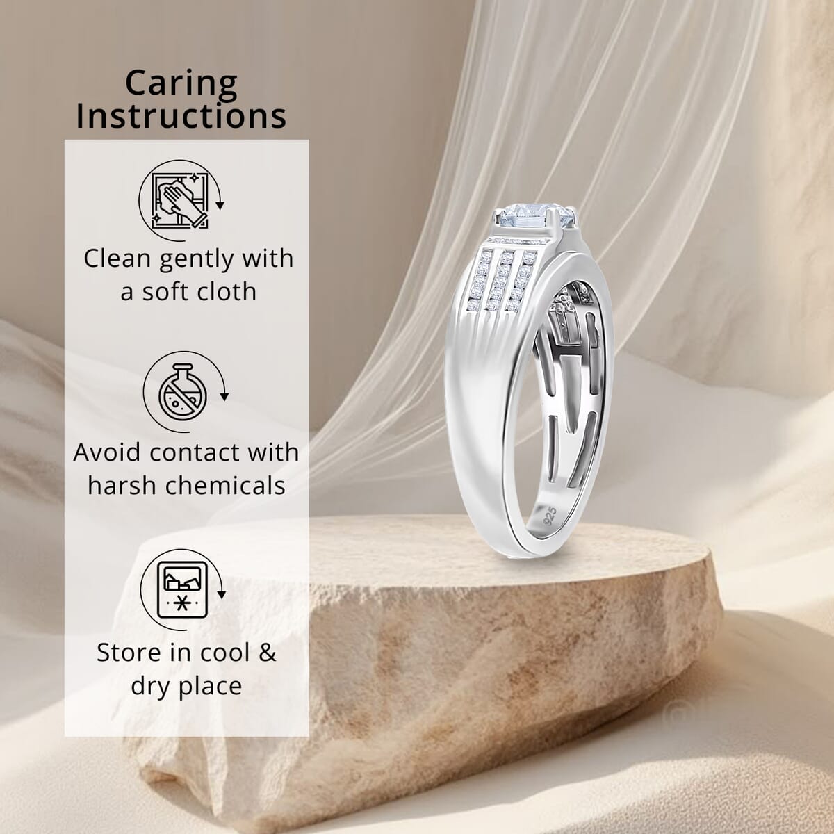 Luxuriant Lab Grown Diamond G-H, SI 1.00 ctw Mens Ring in Rhodium Over Sterling Silver (Size 14.0) image number 6