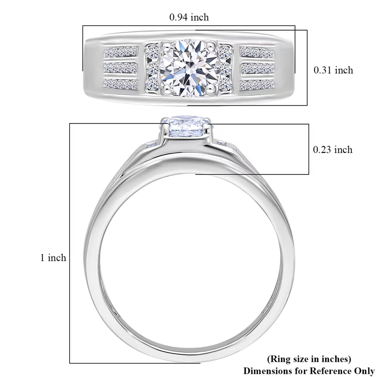 Luxuriant Lab Grown Diamond G-H, SI 1.00 ctw Mens Ring in Rhodium Over Sterling Silver (Size 14.0) image number 7