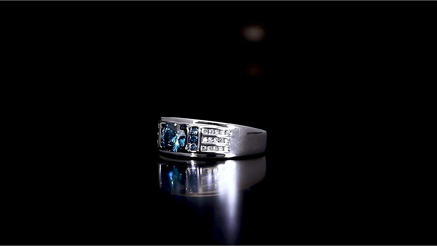 Luxuriant Lab Grown Diamond Regal Crest Ring in Platinum Over Sterling Silver
