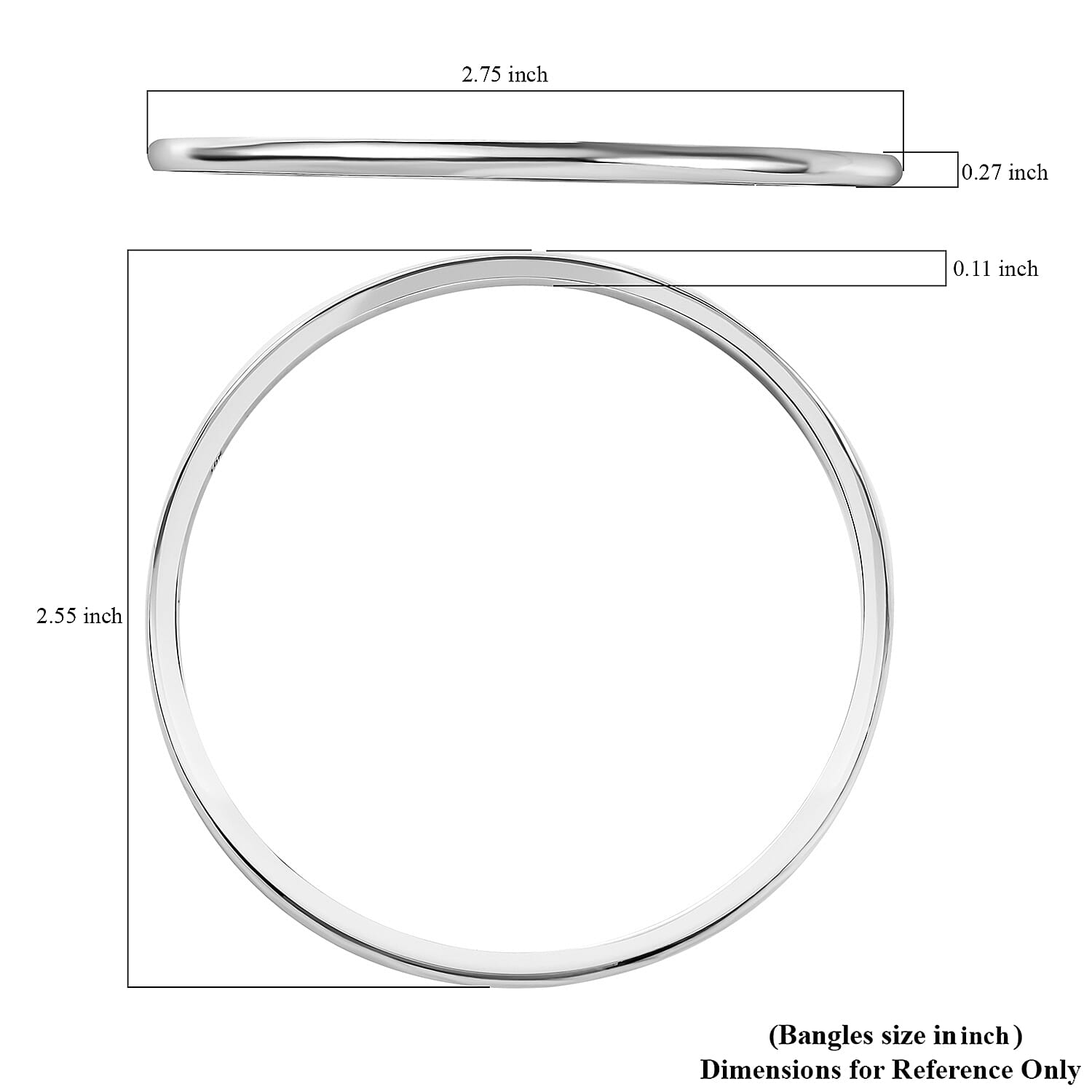 Bangle Bracelet in 14K White Gold (7.25 In) 18.25 Grams