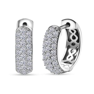 Luxuriant Lab Grown Diamond G-H SI 1.00 ctw Hoop Earrings in Rhodium Over Sterling Silver