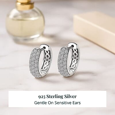 Luxuriant Lab Grown Diamond G-H SI 1.00 ctw Hoop Earrings in Rhodium Over Sterling Silver