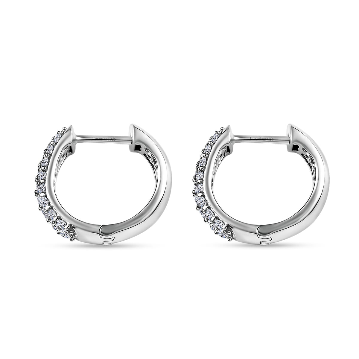 Luxuriant Lab Grown Diamond G-H SI 1.00 ctw Hoop Earrings in Rhodium Over Sterling Silver image number 3