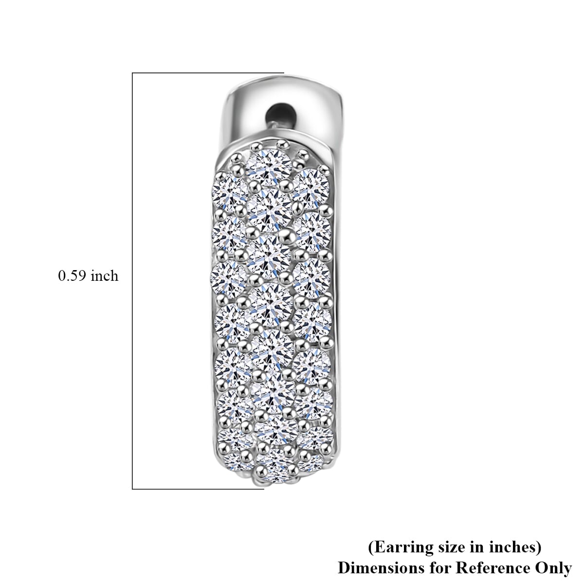 Luxuriant Lab Grown Diamond G-H SI 1.00 ctw Hoop Earrings in Rhodium Over Sterling Silver image number 4