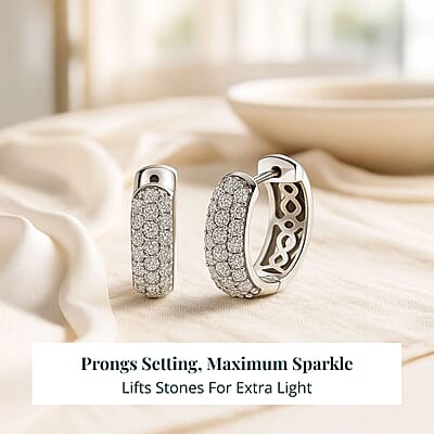Luxuriant Lab Grown Diamond G-H SI 1.00 ctw Hoop Earrings in Rhodium Over Sterling Silver