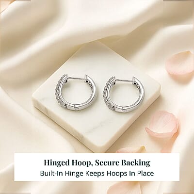 Luxuriant Lab Grown Diamond G-H SI 1.00 ctw Hoop Earrings in Rhodium Over Sterling Silver