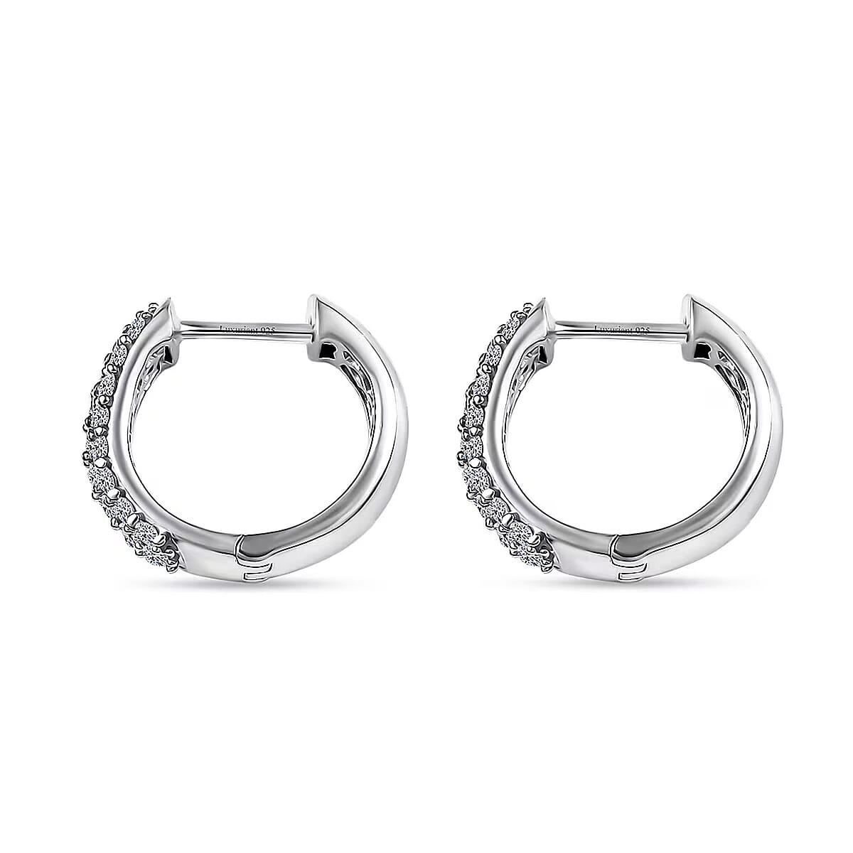 Luxuriant Lab Grown Diamond G-H SI 1.00 ctw Hoop Earrings in Rhodium Over Sterling Silver image number 7