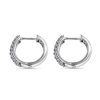 Luxuriant Lab Grown Diamond G-H SI 1.00 ctw Hoop Earrings in Rhodium Over Sterling Silver