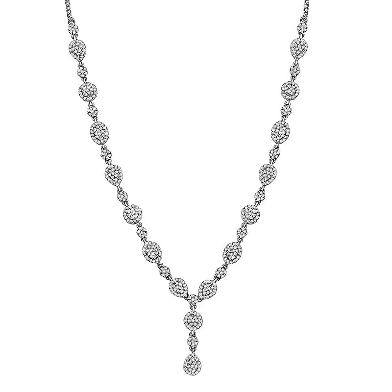 Luxuriant Lab Grown Diamond G-H SI 2.50 ctw Celestial Cascade Necklace in Rhodium Over Sterling Silver 18 Inches