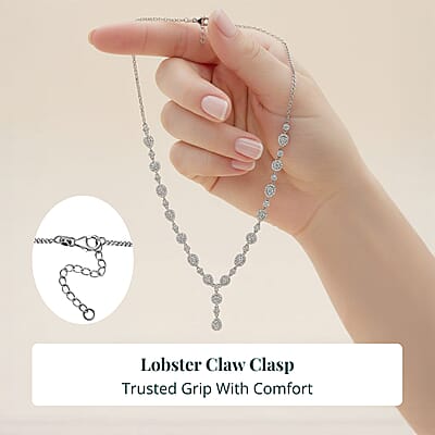 Luxuriant Lab Grown Diamond G-H SI 2.50 ctw Celestial Cascade Necklace in Rhodium Over Sterling Silver 18 Inches