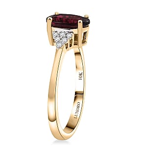 Luxoro 10K Yellow Gold AAA Ouro Fino Rubellite, Diamond (G-H, I2) Ember Kiss Ring (Size 10.0) 2.05 ctw