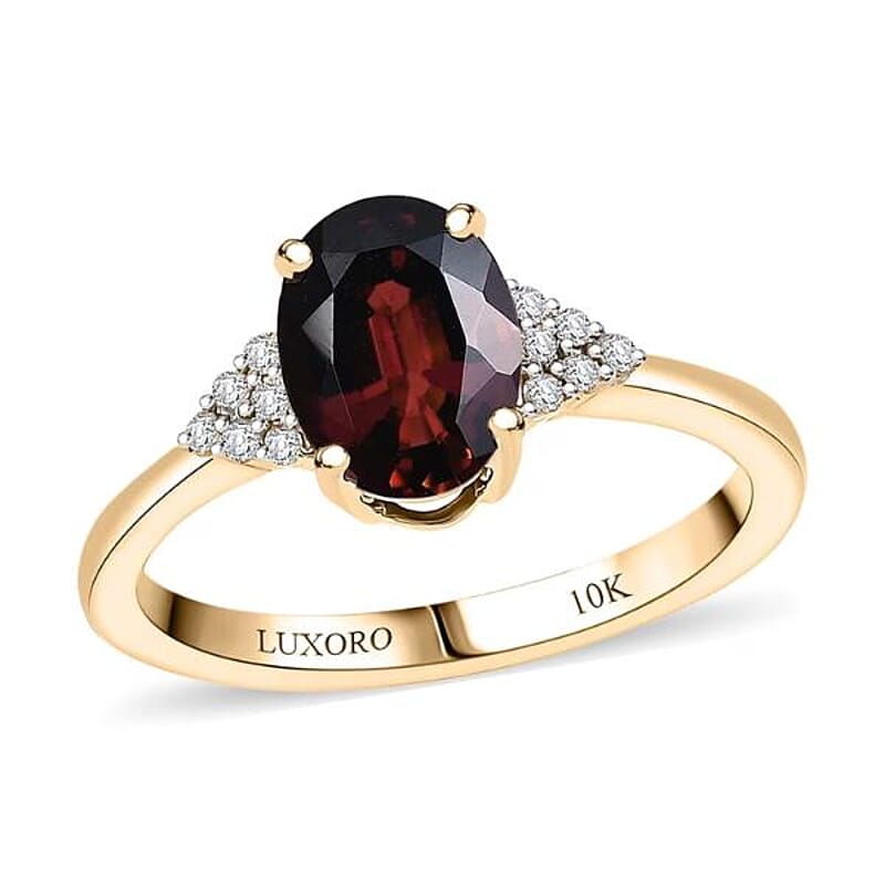 Luxoro 10K Yellow Gold AAA Ouro Fino Rubellite, Diamond (G-H, I2) Ember Kiss Ring (Size 12.0) 2.05 ctw