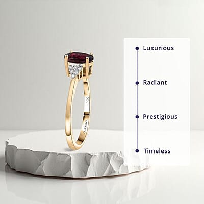 Luxoro 10K Yellow Gold AAA Ouro Fino Rubellite, Diamond (G-H, I2) Ember Kiss Ring (Size 12.0) 2.05 ctw