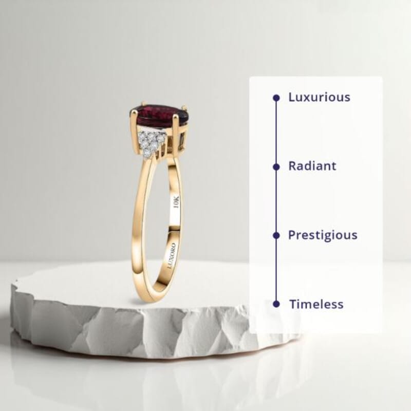 Luxoro 10K Yellow Gold AAA Ouro Fino Rubellite, Diamond (G-H, I2) Ember Kiss Ring (Size 12.0) 2.05 ctw