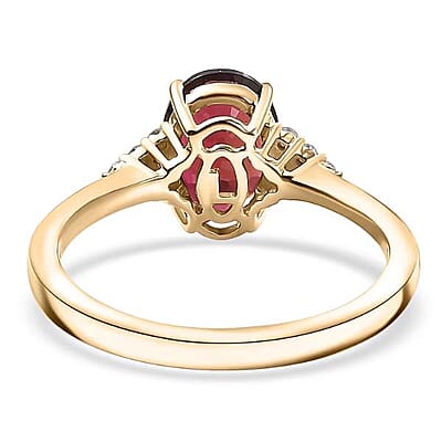 Luxoro 10K Yellow Gold AAA Ouro Fino Rubellite, Diamond (G-H, I2) Ember Kiss Ring (Size 12.0) 2.05 ctw