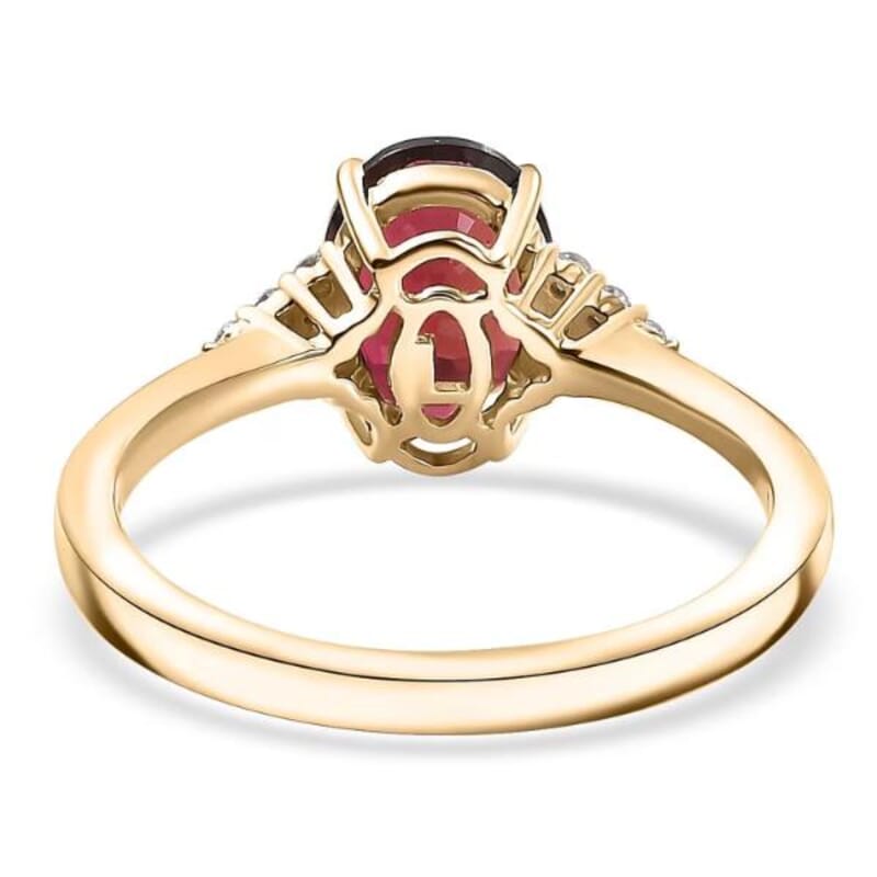 Luxoro 10K Yellow Gold AAA Ouro Fino Rubellite, Diamond (G-H, I2) Ember Kiss Ring (Size 5.0) 2.05 ctw