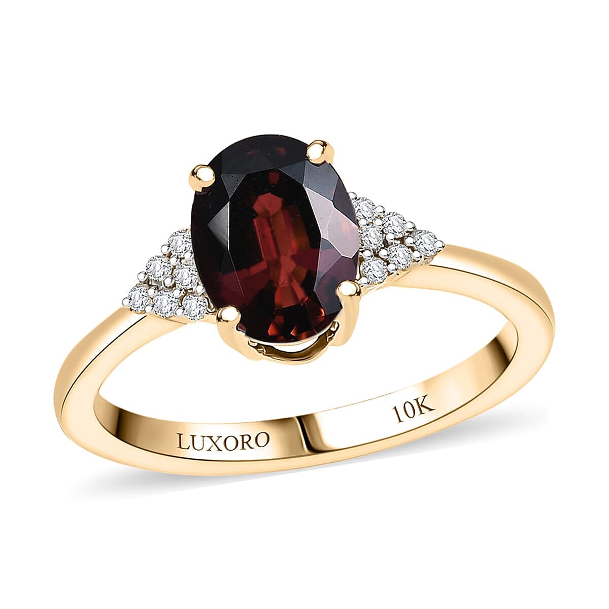 Luxoro AAA Ouro Fino Rubellite and G-H I2 Diamond 2.05 ctw Ember Kiss Ring in 10K Yellow Gold (Size 9.0) (Del. In 10-12 Days) image number 0