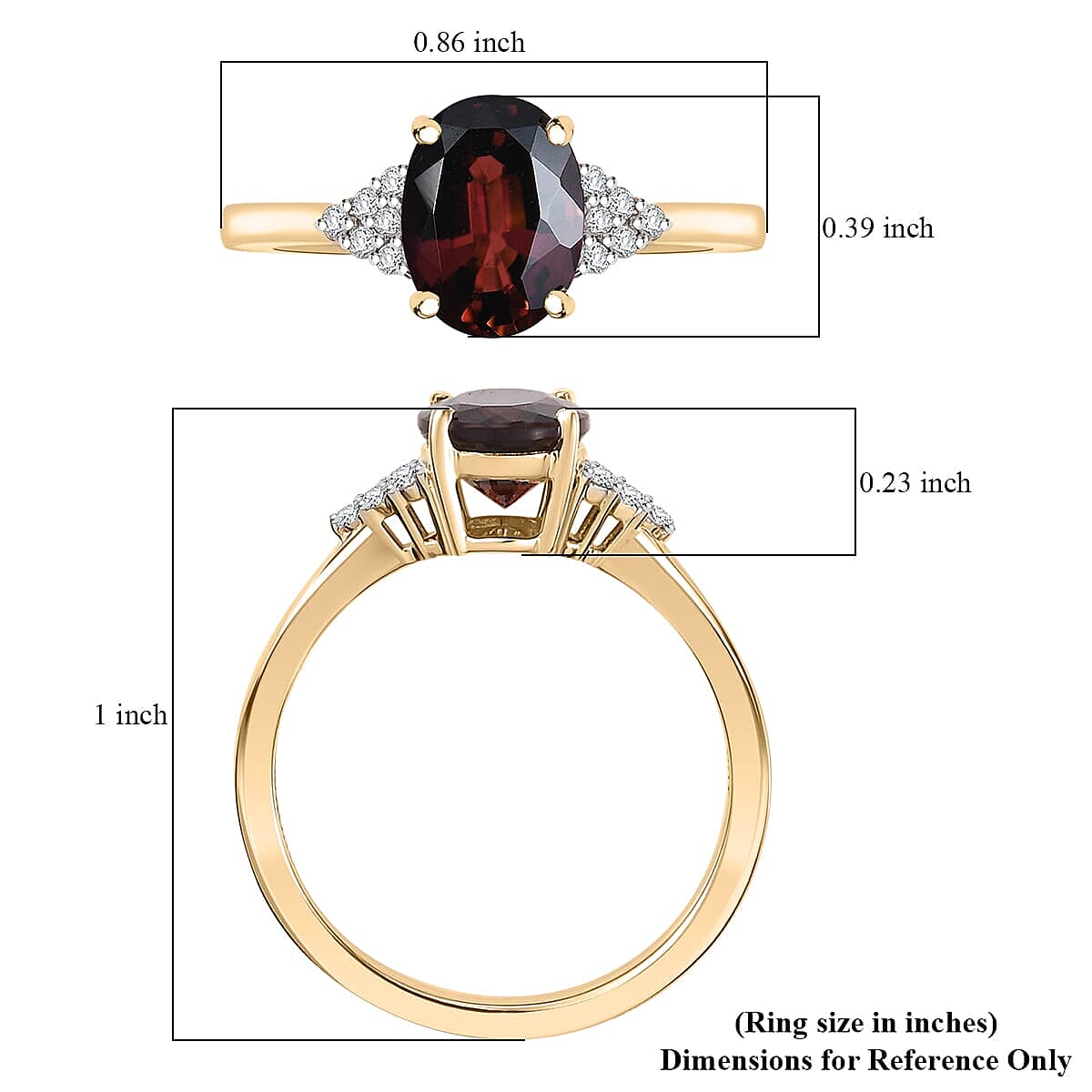 Luxoro AAA Ouro Fino Rubellite and G-H I2 Diamond 2.05 ctw Ember Kiss Ring in 10K Yellow Gold (Size 9.0) (Del. In 10-12 Days) image number 5
