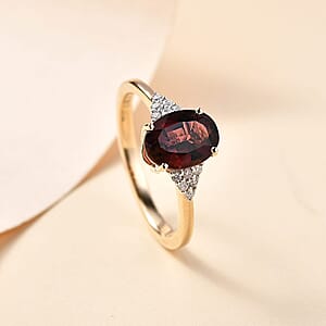 Luxoro 10K Yellow Gold AAA Ouro Fino Rubellite, Diamond (G-H, I2) Ember Kiss Ring (Size 9.5) 2.05 ctw